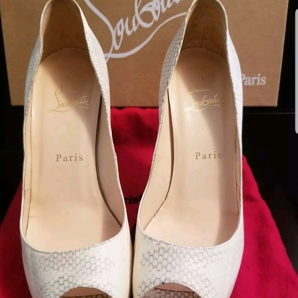 Authentic Christian Louboutin Python Peeptoe Heels - image 2